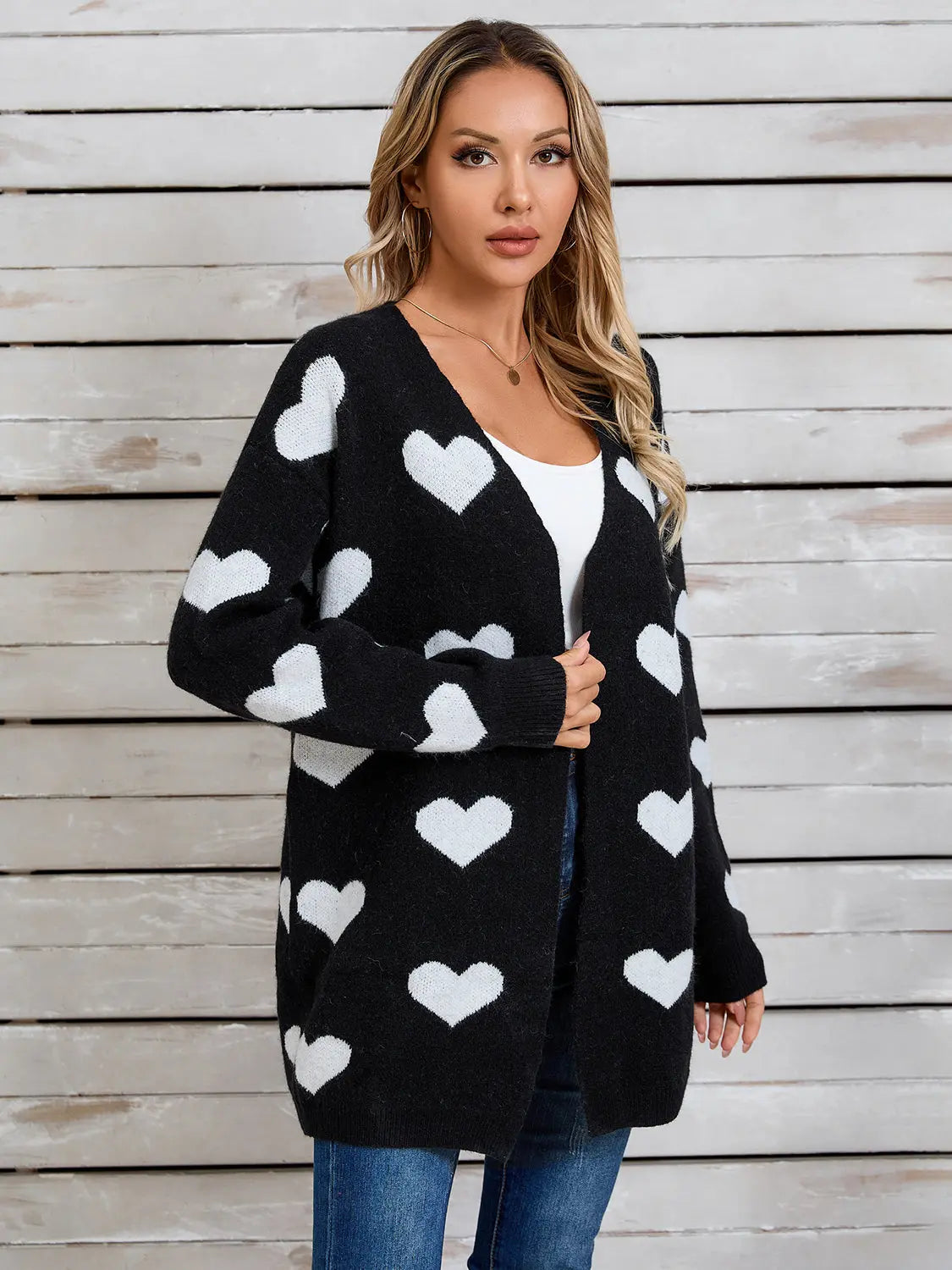 Angel Wings Heart Open Front Long Sleeve Cardigan - Be Bliss Boutique