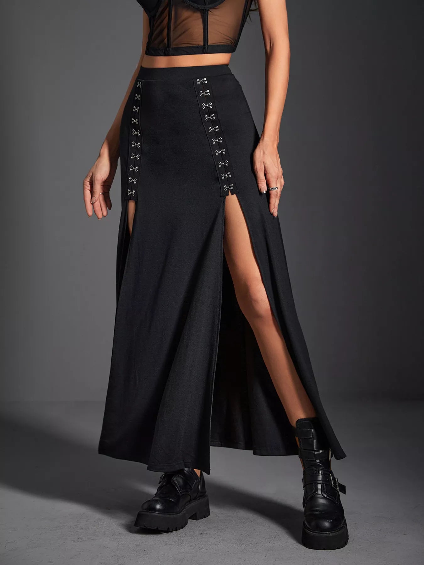 Double Slit High Waist Skirt - Be Bliss Boutique