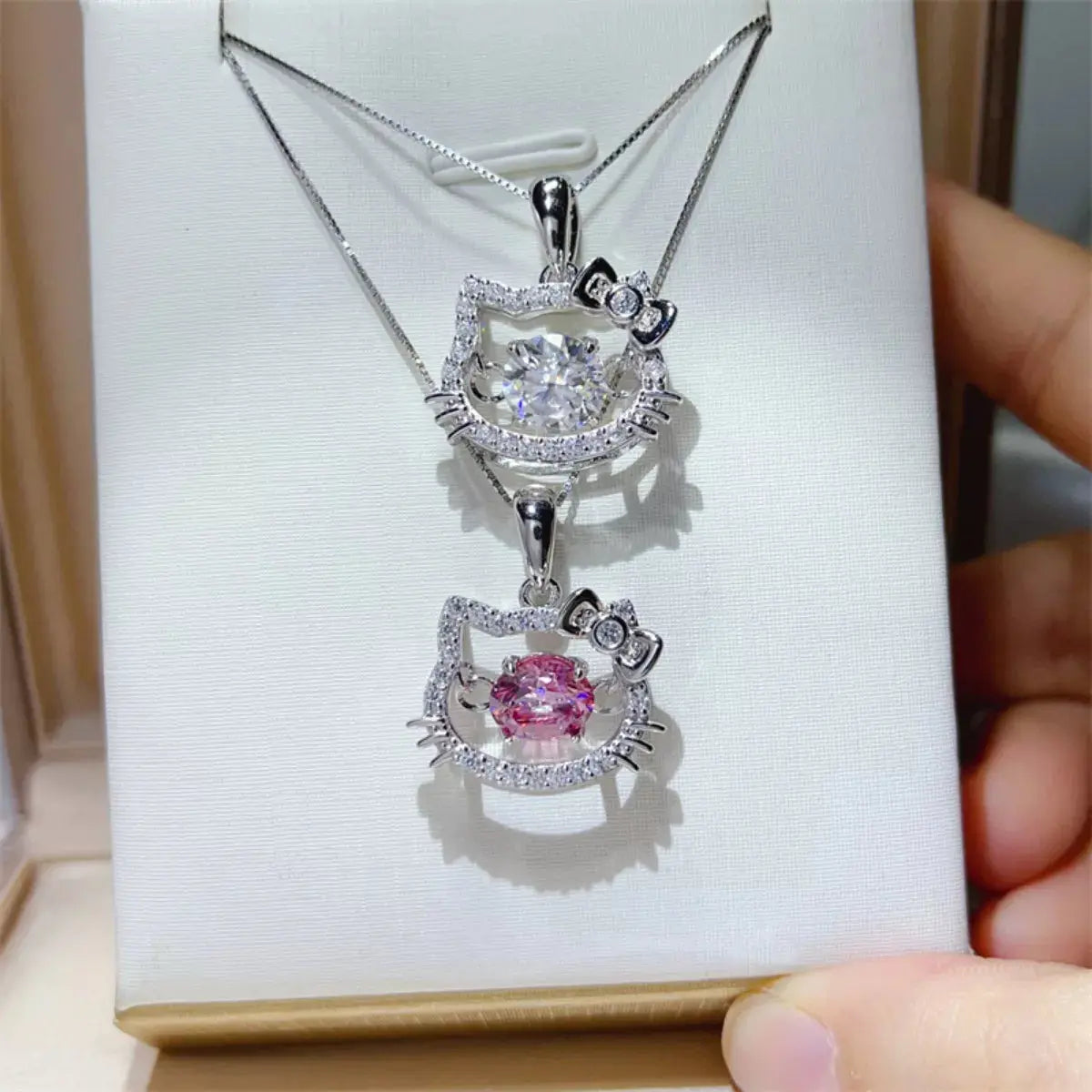 925 Sterling Silver Cat Ear 2 Carat Moissanite Pendant - Be Bliss Boutique