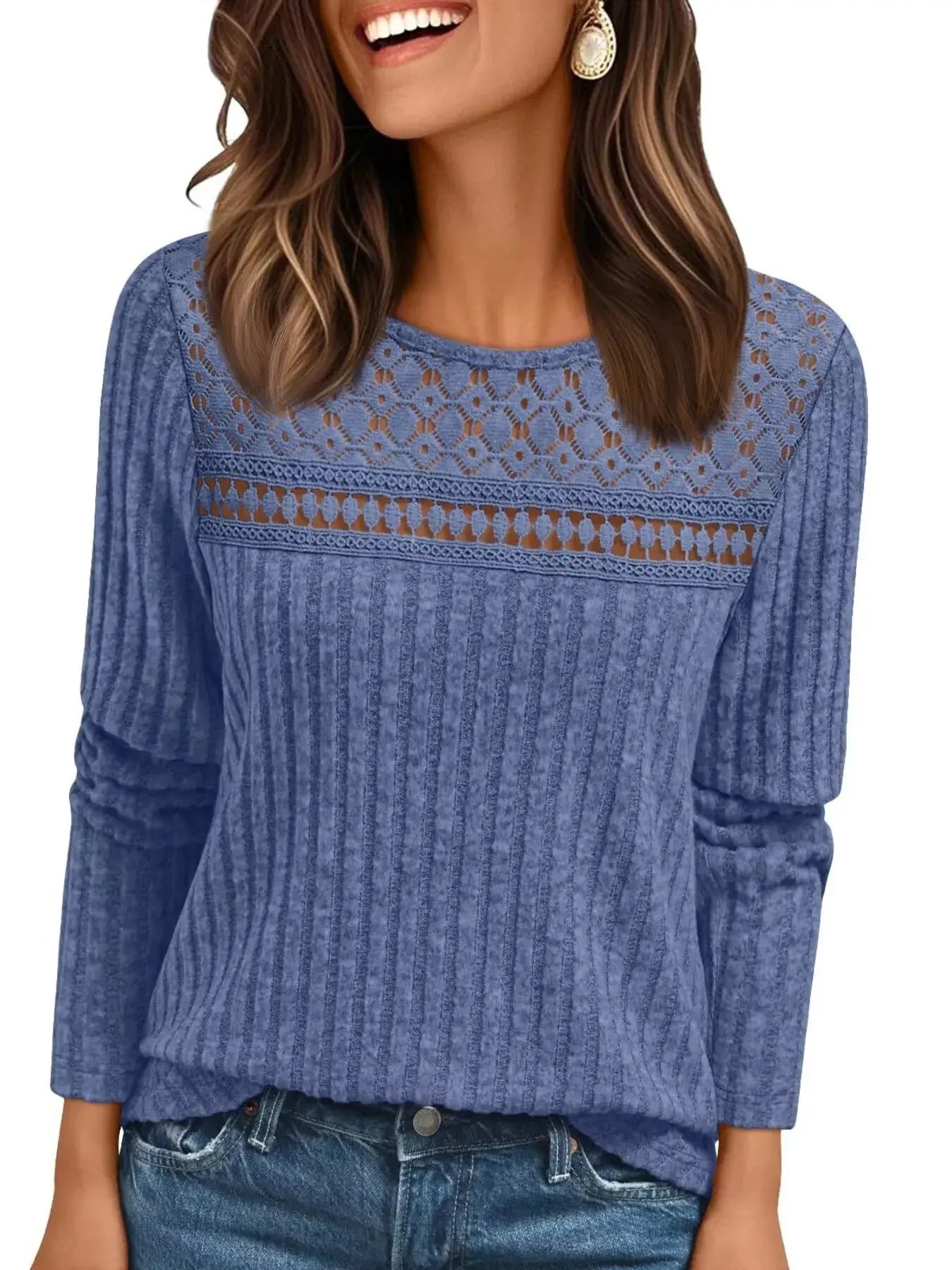 Ribbed Long Sleeve T Shirt - Be Bliss Boutique