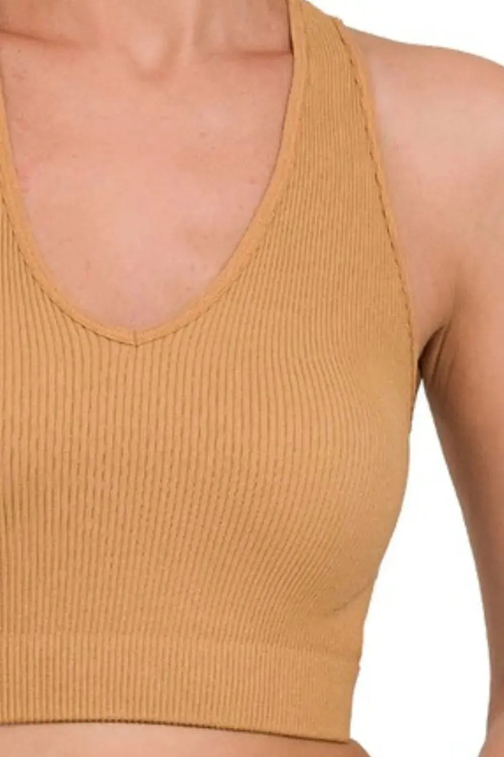 Zenana Seamless Ribbed Cropped Racerback Tank Top - Be Bliss Boutique