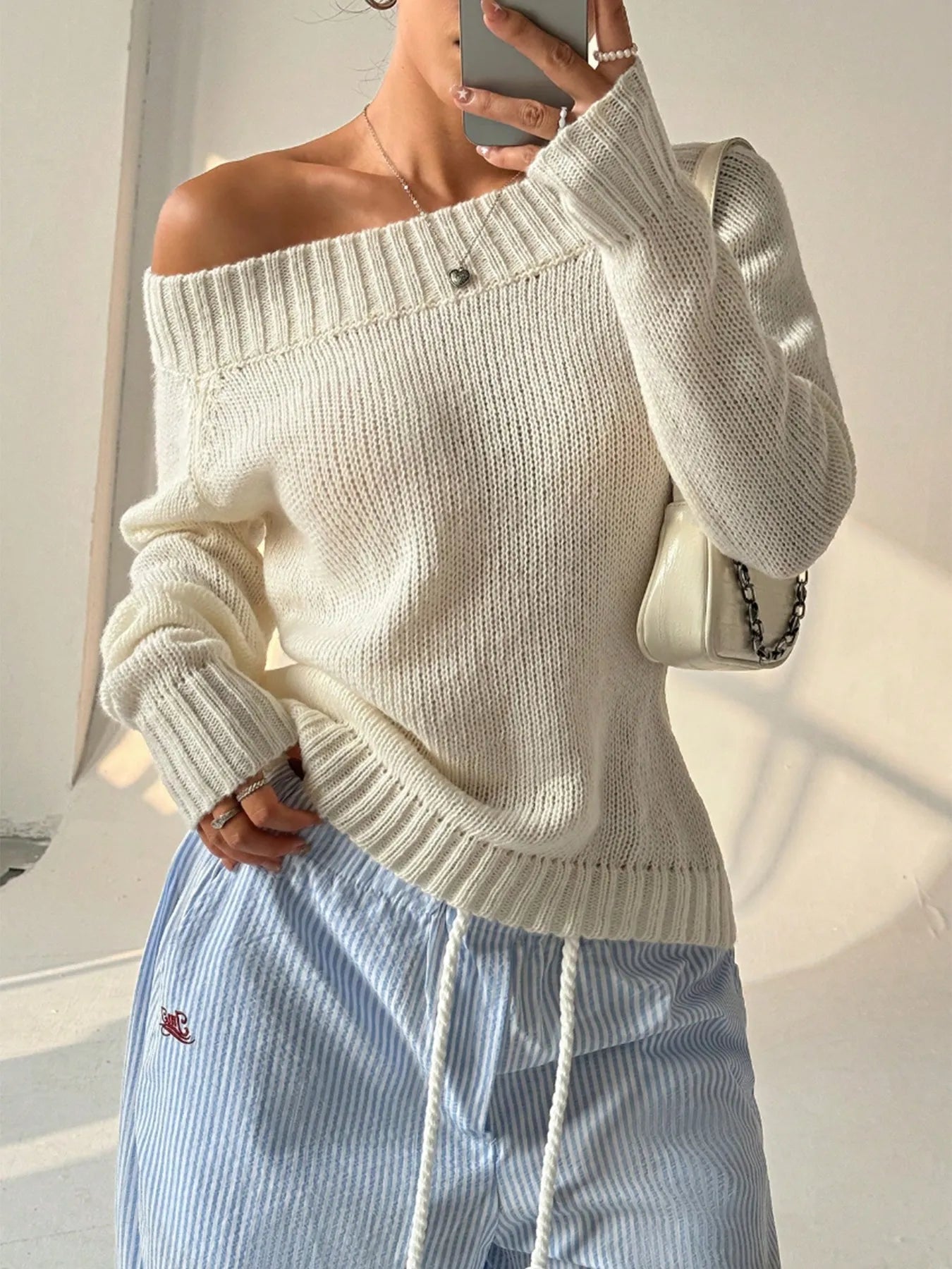 Ribbed Knit Boat Neck Sweater - Be Bliss Boutique