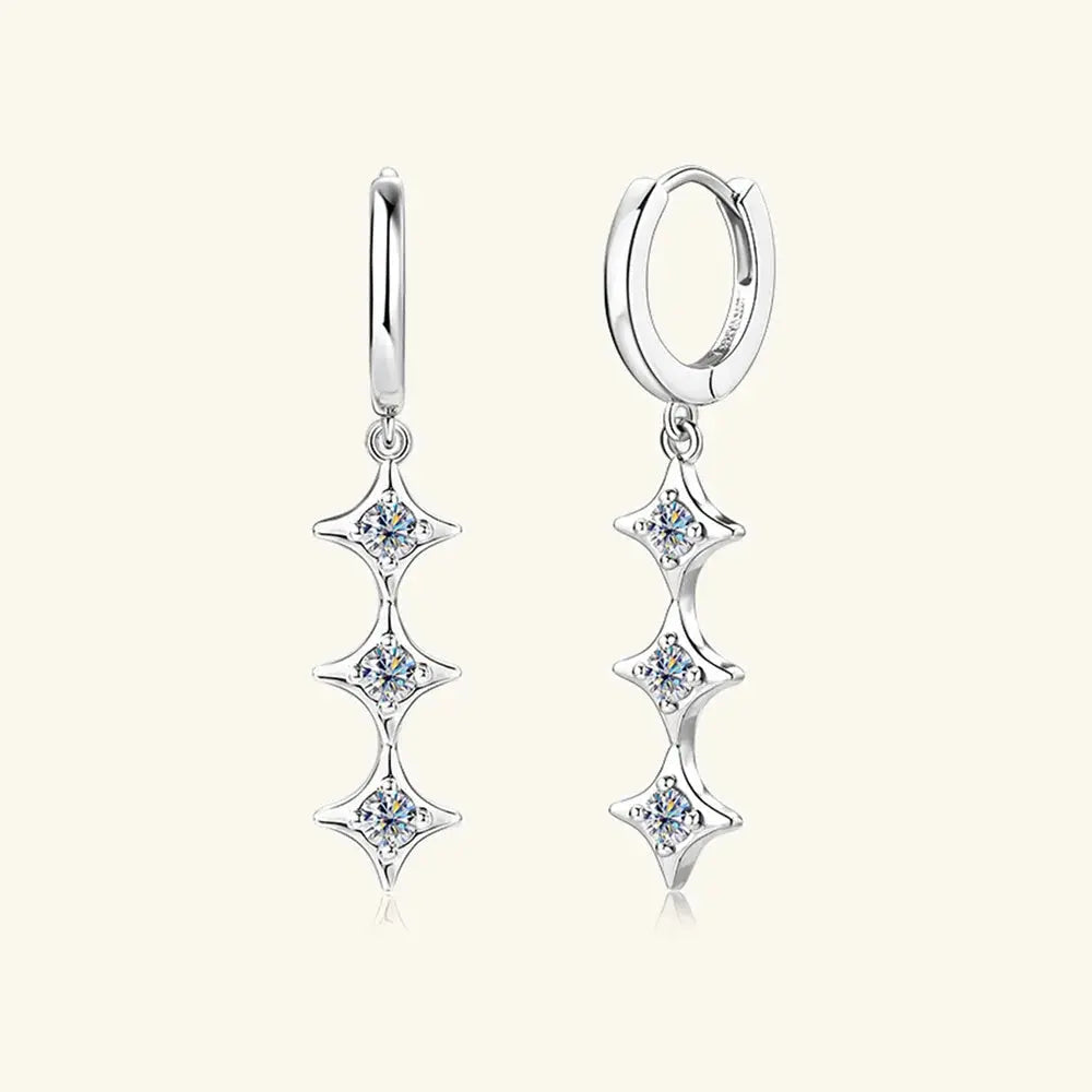 925 Sterling Silver Geometric Shape Moissanite Drop Earrings - Be Bliss Boutique