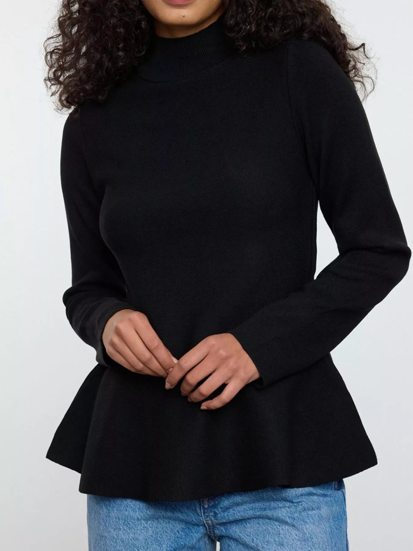 Mock Neck Long Sleeve Sweater -  Be Bliss Boutique
