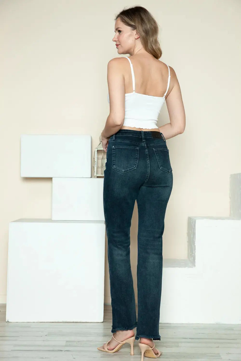 Plus Size Button Fly Hem Destroy Straight Leg Judy Blue Jeans - Be Bliss Boutique