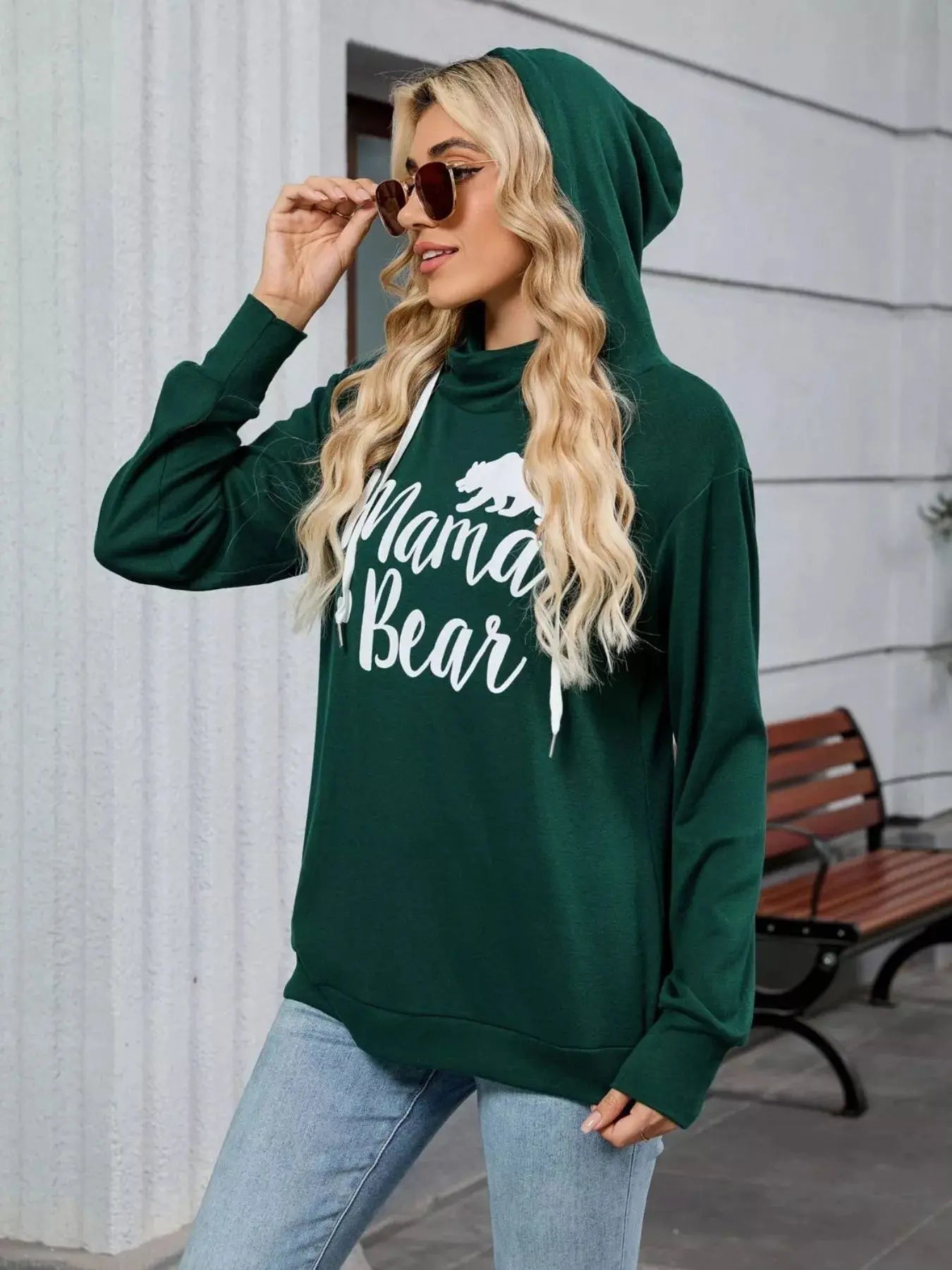 Mama Bear Drawstring Womens Long Sleeve Hoodie - Be Bliss Boutique