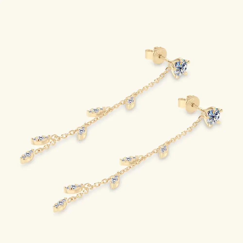 1.38 Carat Leaf Moissanite Drop Earrings in 925 Sterling Silver - Be Bliss Boutique