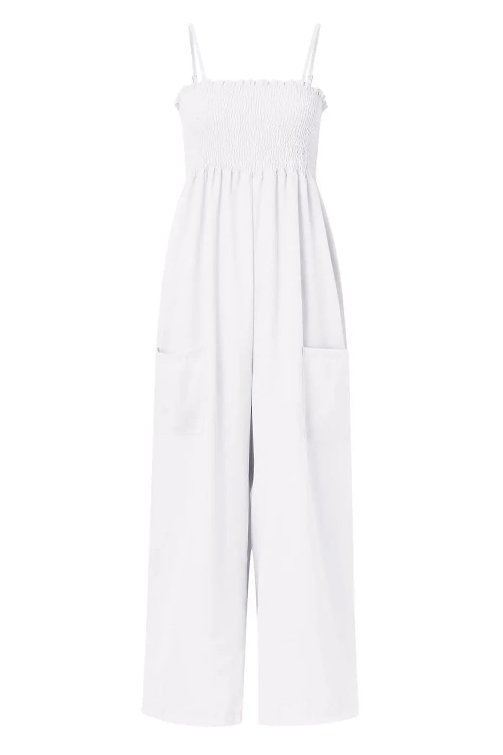 Smocked Spaghetti Strap Wide Leg Jumpsuit - Be Bliss Boutique