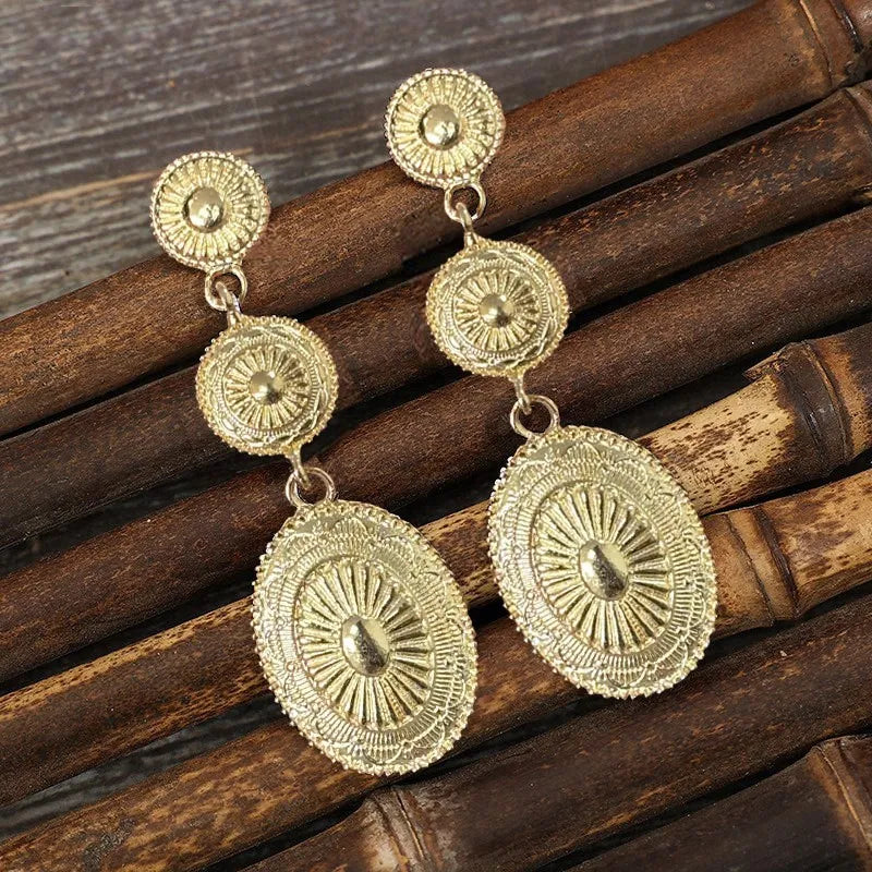 Vintage Western Concho-Style Alloy Dangle Earrings - Be Bliss Boutique