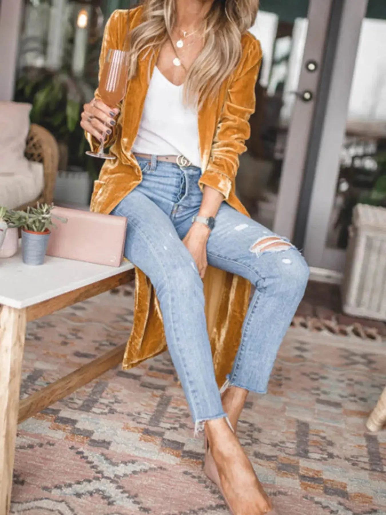 Velvet Luxe Open Front Longline Cardigan - Be Bliss Boutique