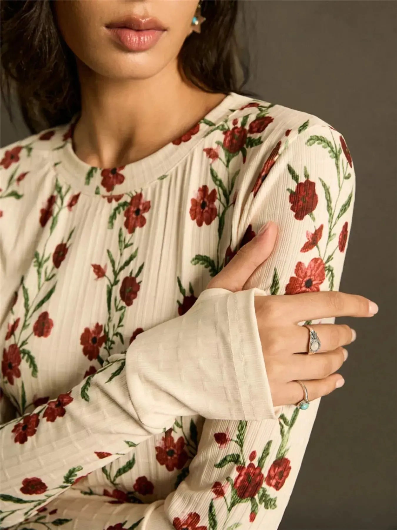 Floral Print Long Sleeve T Shirt - Be Bliss Boutique