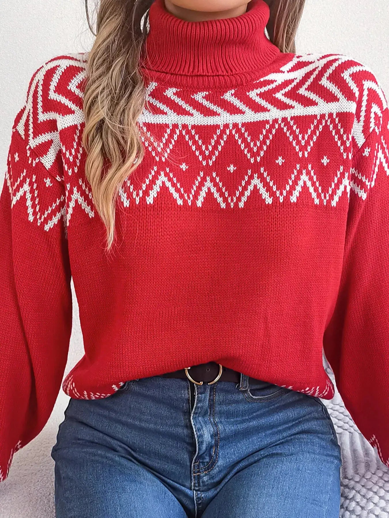Turtleneck Dropped Shoulder Sweater - Be Bliss Boutique