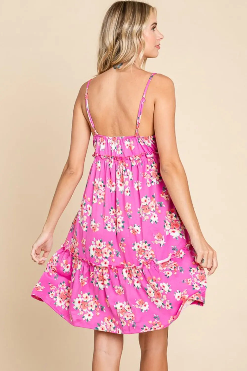 Culture Code Full Size Pink Ruffled Floral Cami Dress - Be Bliss Boutique