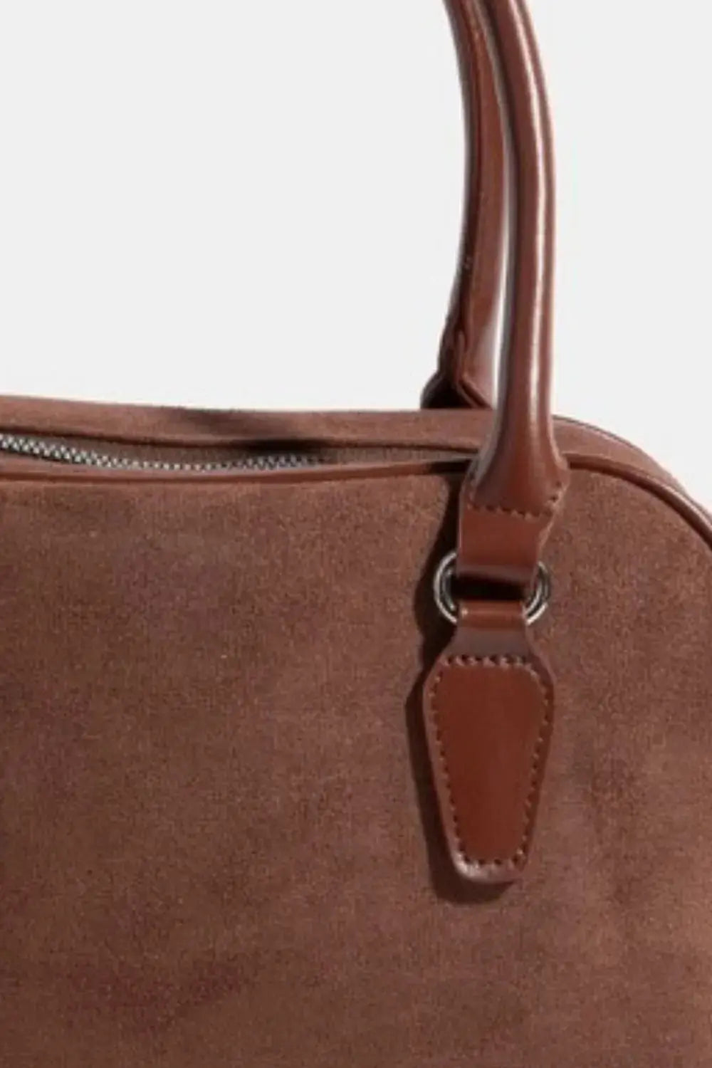 Fame Faux Leather Dark Brown Handle Boxy Handbag - Be Bliss Boutique
