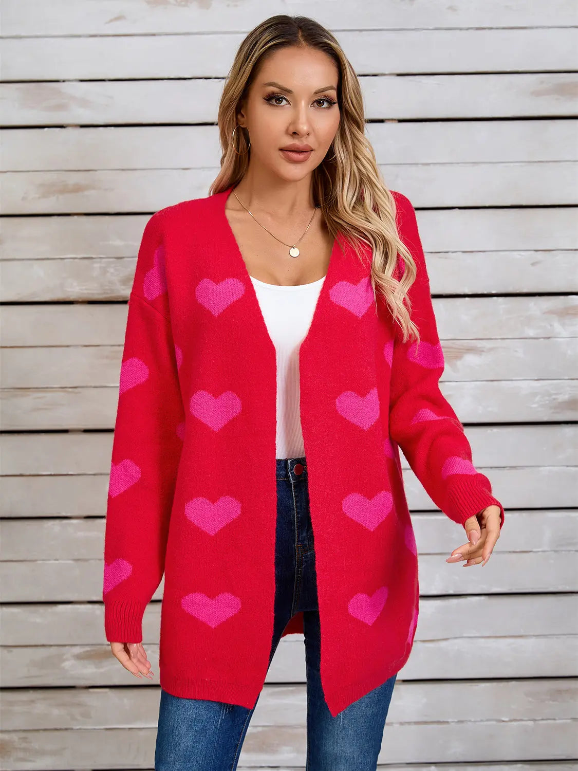 Angel Wings Heart Open Front Long Sleeve Cardigan - Be Bliss Boutique