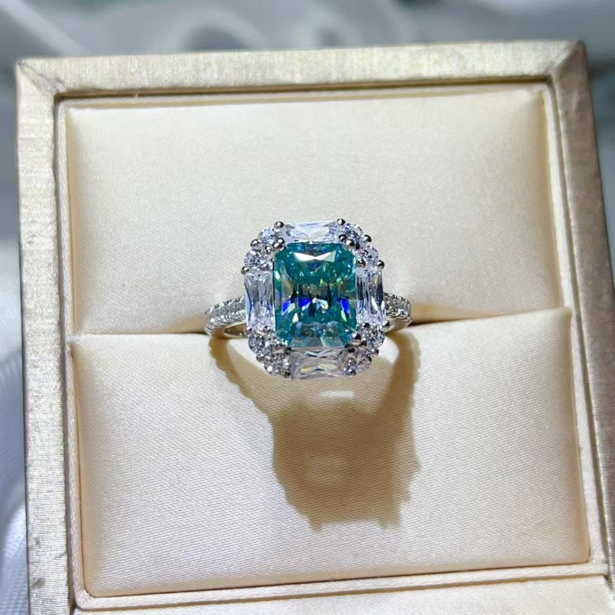 Blue 3 Carat Moissanite Ring 925 Sterling Silver - Be Bliss Boutique