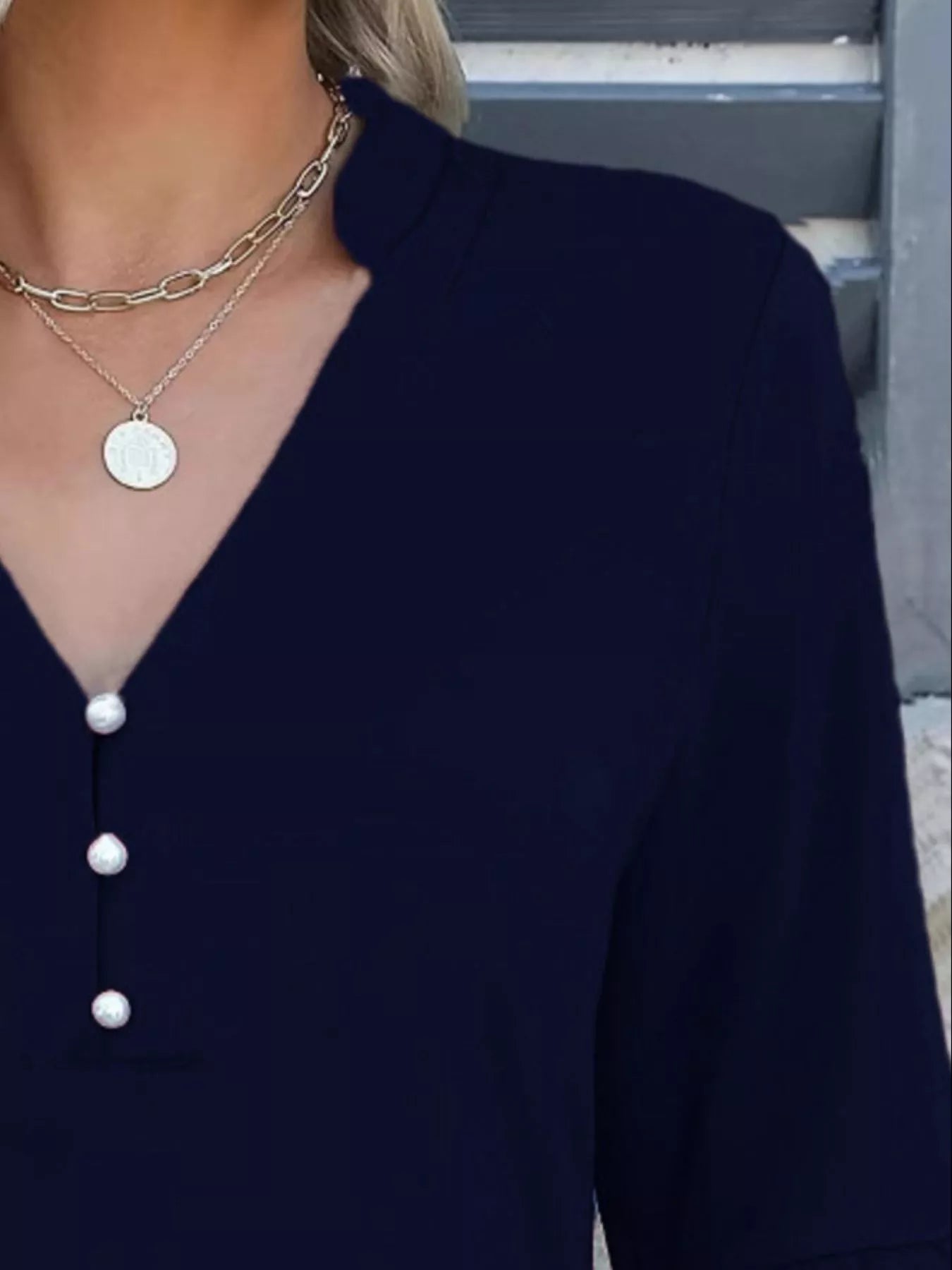 Full Size Notched Flounce Sleeve Blouse Plus Size - Be Bliss Boutique