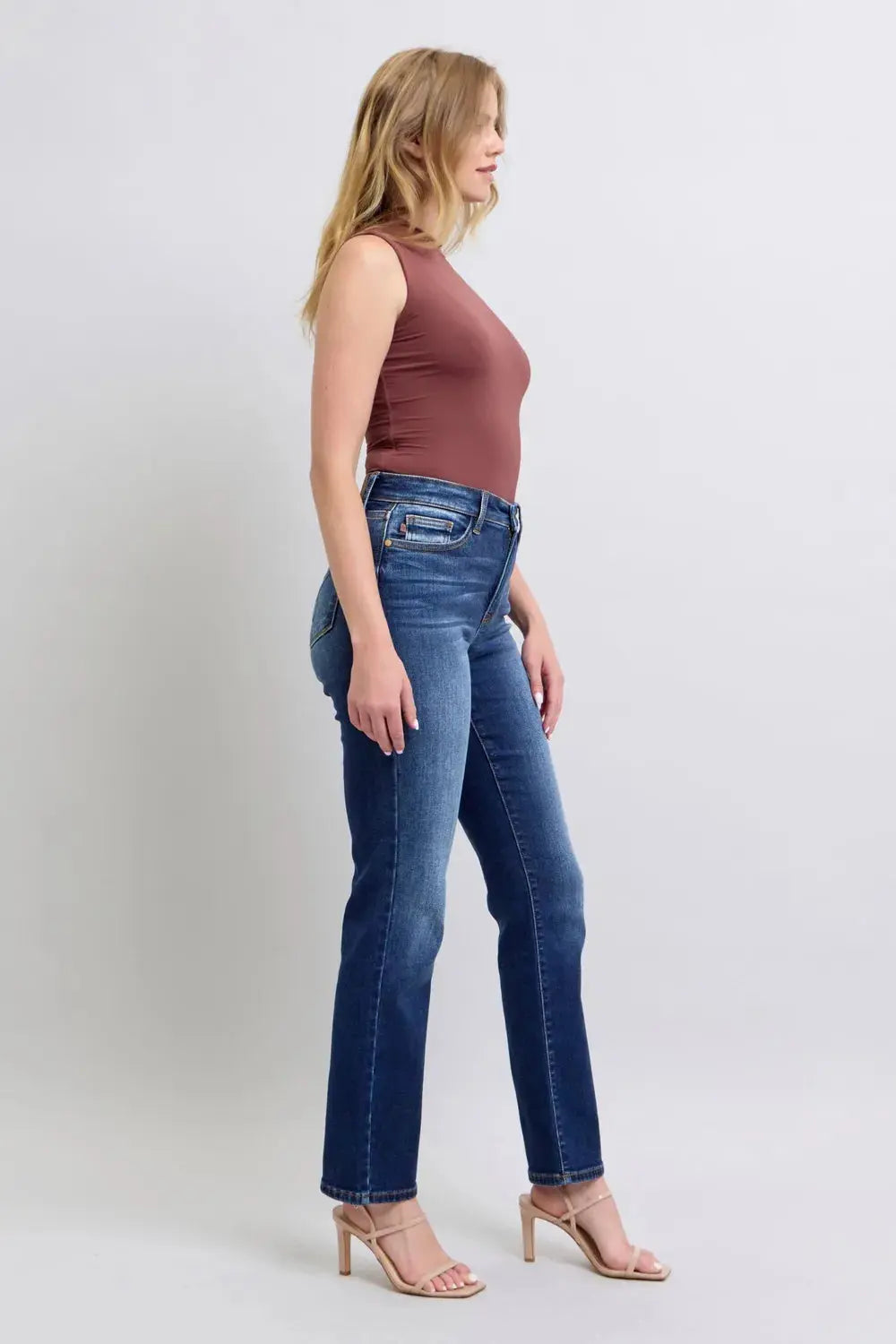Full Size Washed Straight Leg Judy Blue Jeans with Pockets - Be Bliss Boutique