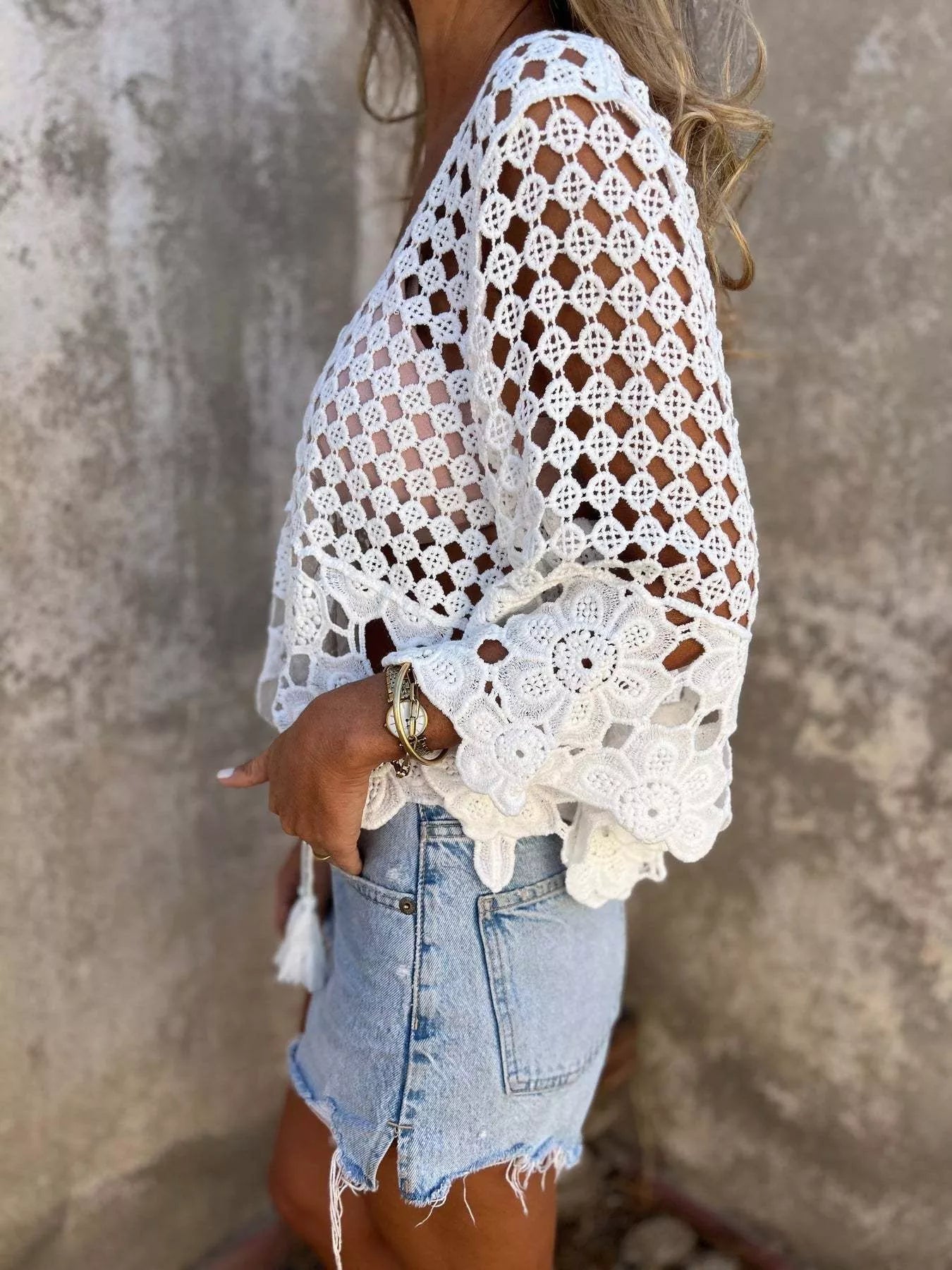 Tassel Crochet Knit Cover Up - Be Bliss Boutique