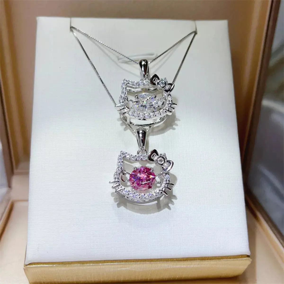 925 Sterling Silver Cat Ear 2 Carat Moissanite Pendant - Be Bliss Boutique