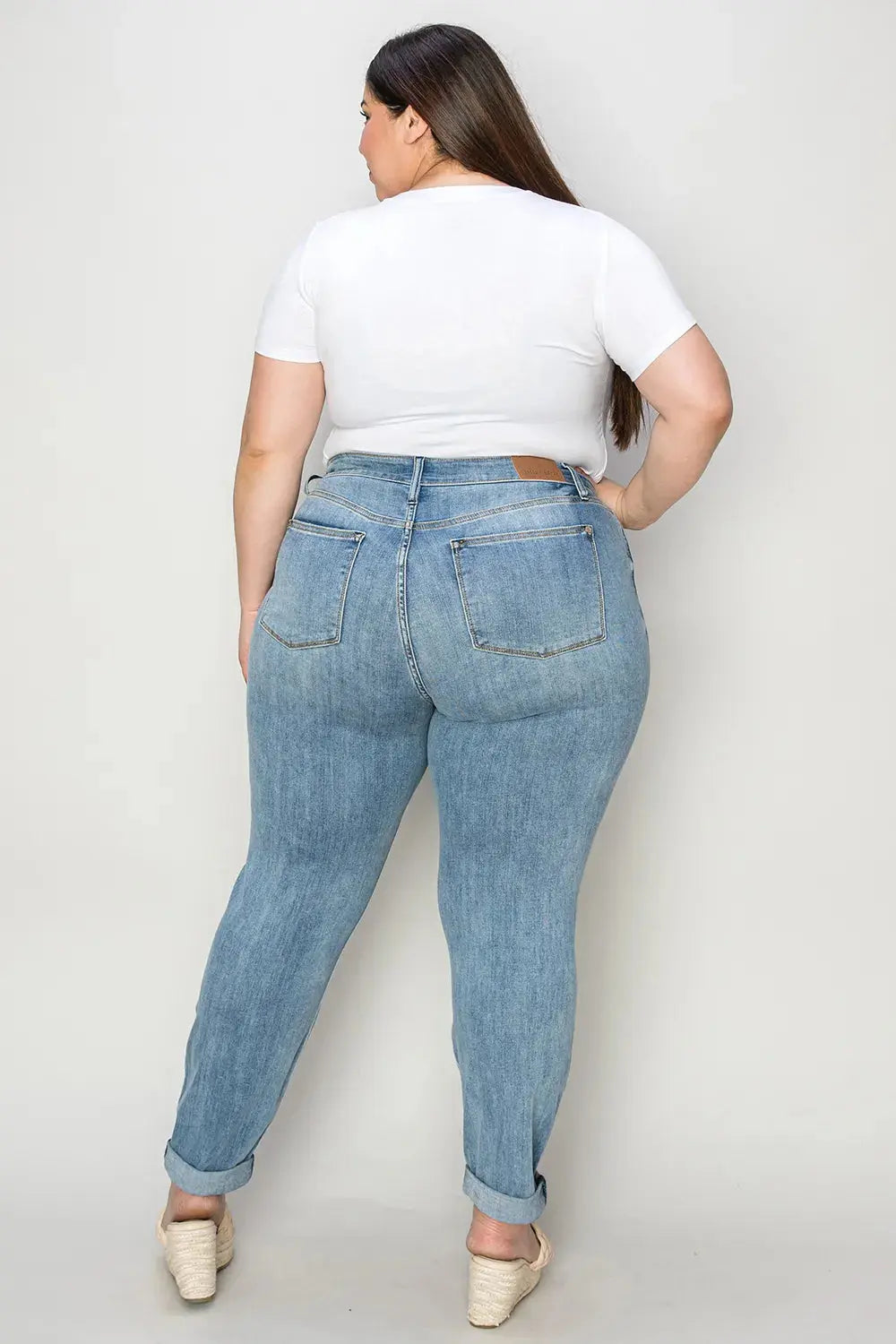 Full Size/Plus Size Cuffed Hem Slim Judy Blue Jeans - Be Bliss Boutique