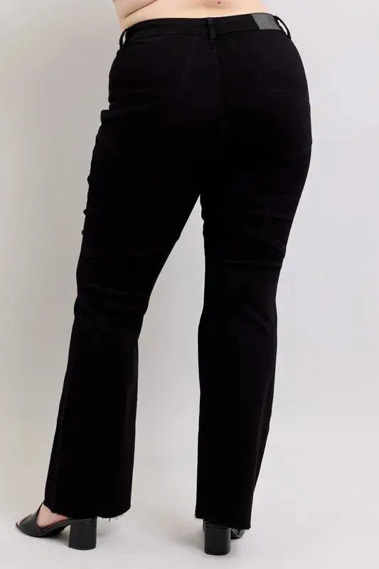 Plus Size High Waist Star Seam Detail Flare Leg Judy Blue Jeans - Be Bliss Boutique