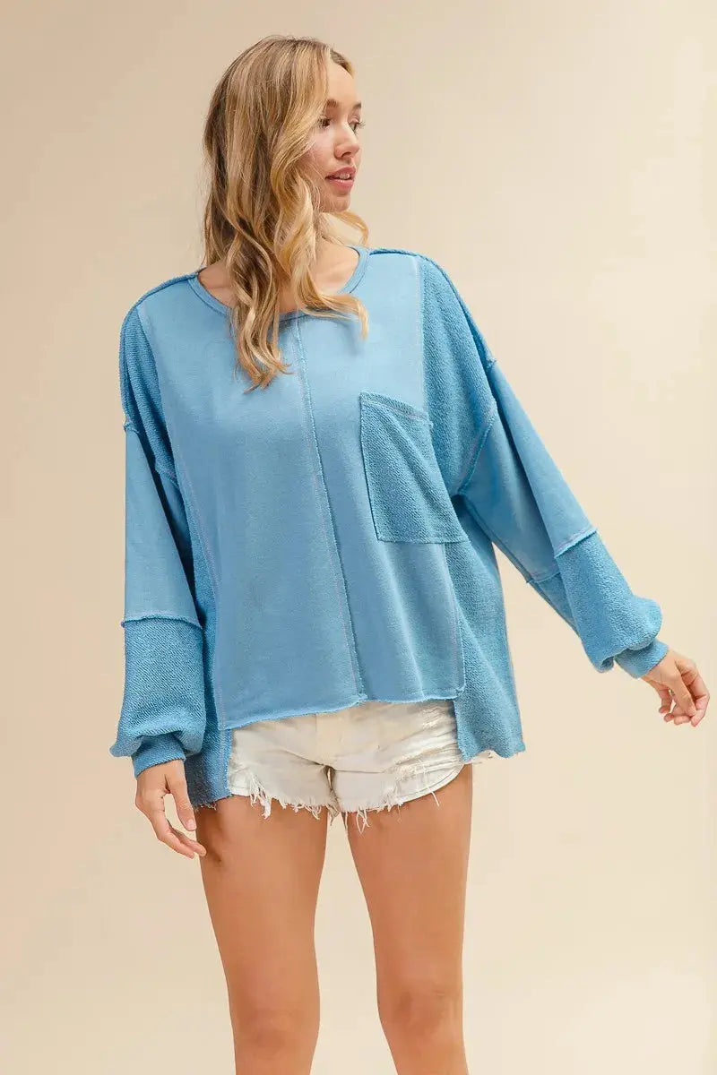 BiBi Pocket Front Oversized Womens Sweatshirt - Be Bliss Boutique