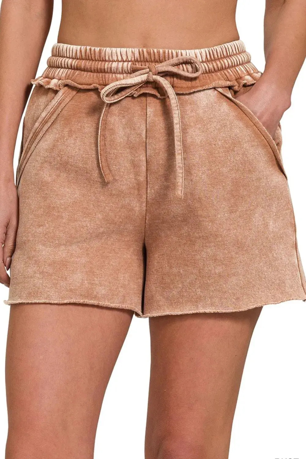 Rust Acid-Wash Fleece Lounge Shorts – Zenana - Be Bliss Boutique