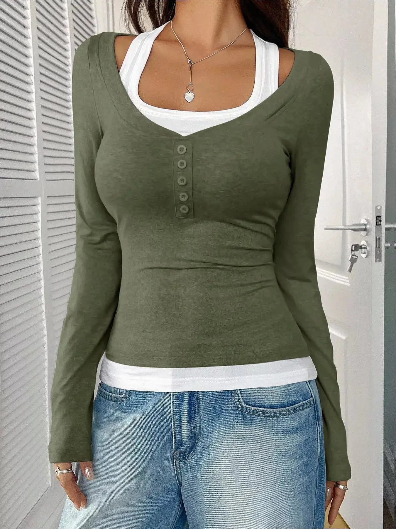 Scoop Neck Womens Long Sleeve T Shirt - Be Bliss Boutique