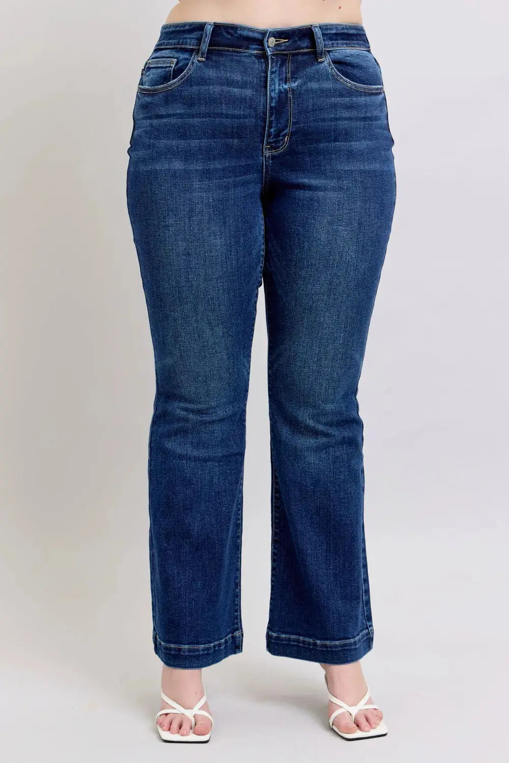 Full Size High Rise Flare Judy Blue Jeans with Pockets - Be Bliss Boutique