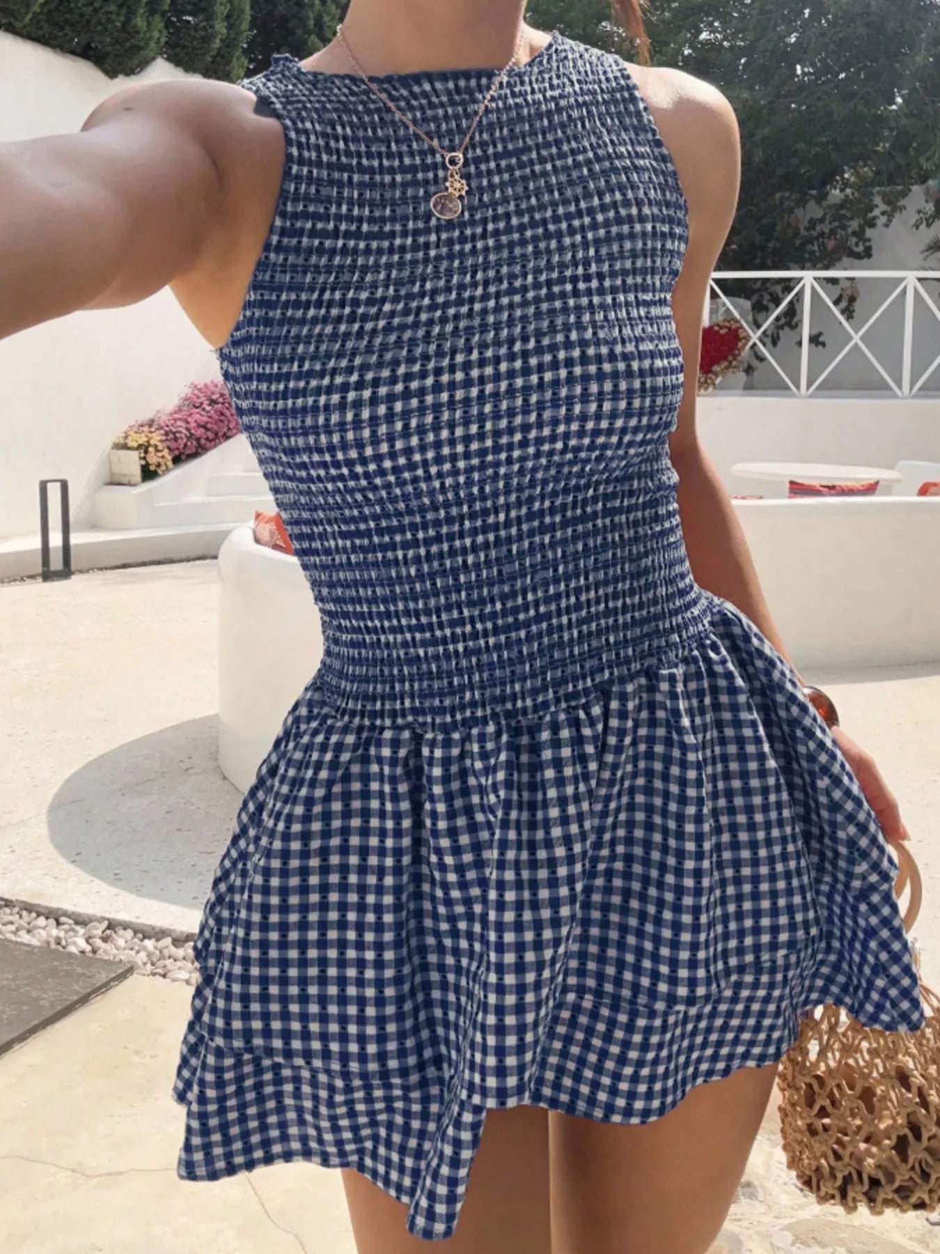 Smocked Gingham Mini Dress - Be Bliss Boutique