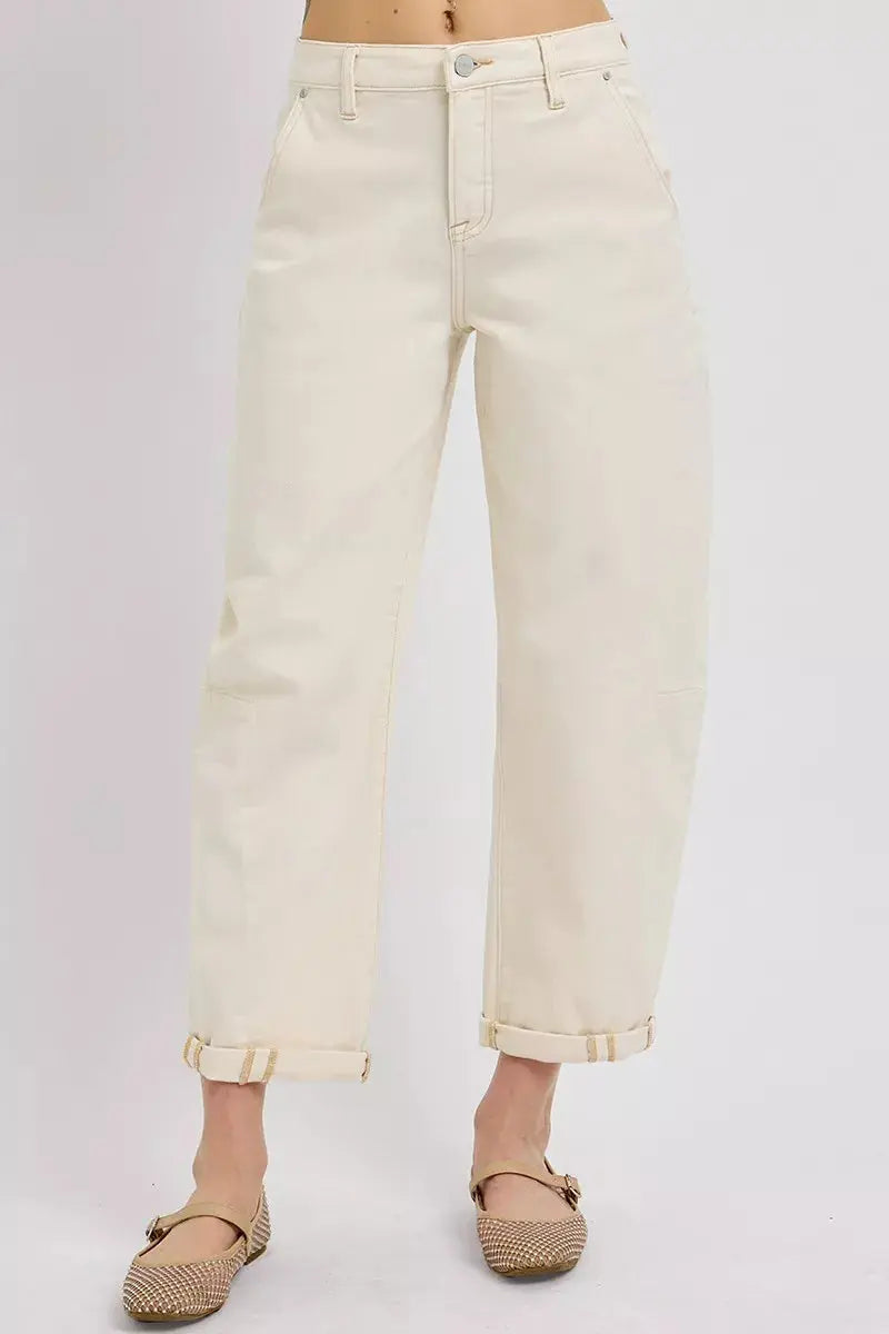 RISEN Jeans - High Rise Relaxed Barrel Cuffed Jeans - Be Bliss Boutique