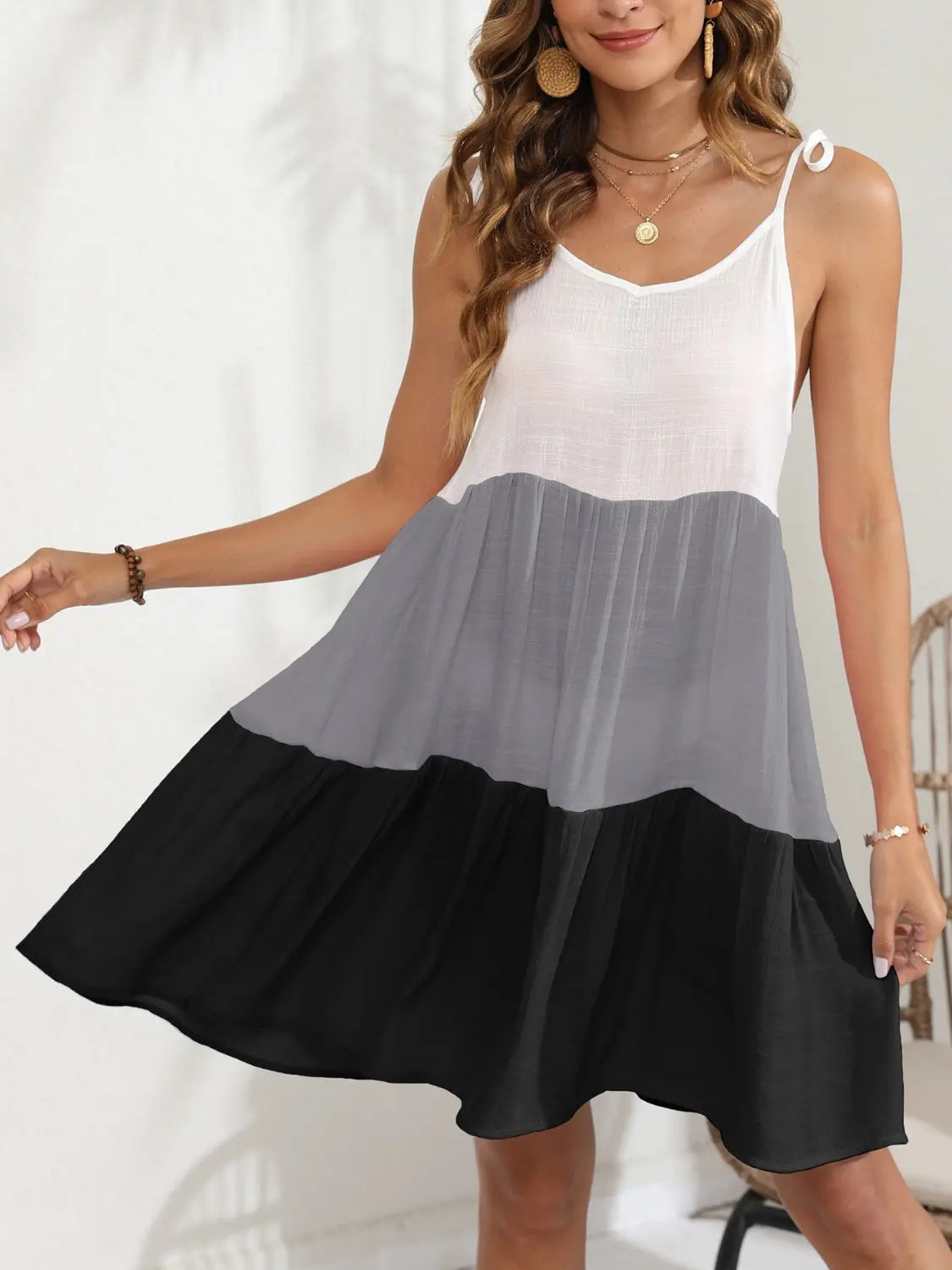 Color Block Spaghetti Strap Cover-Up Dress - Be Bliss Boutique