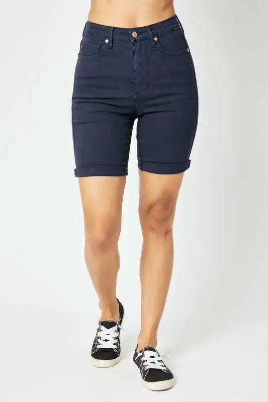 Full Size High Waist Tummy Control Bermuda Shorts by Judy Blue Jeans - Be Bliss Boutique