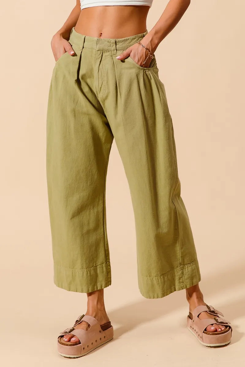 SO ME Mid Rise Wide Leg Chinos with Pockets - Be Bliss Boutique