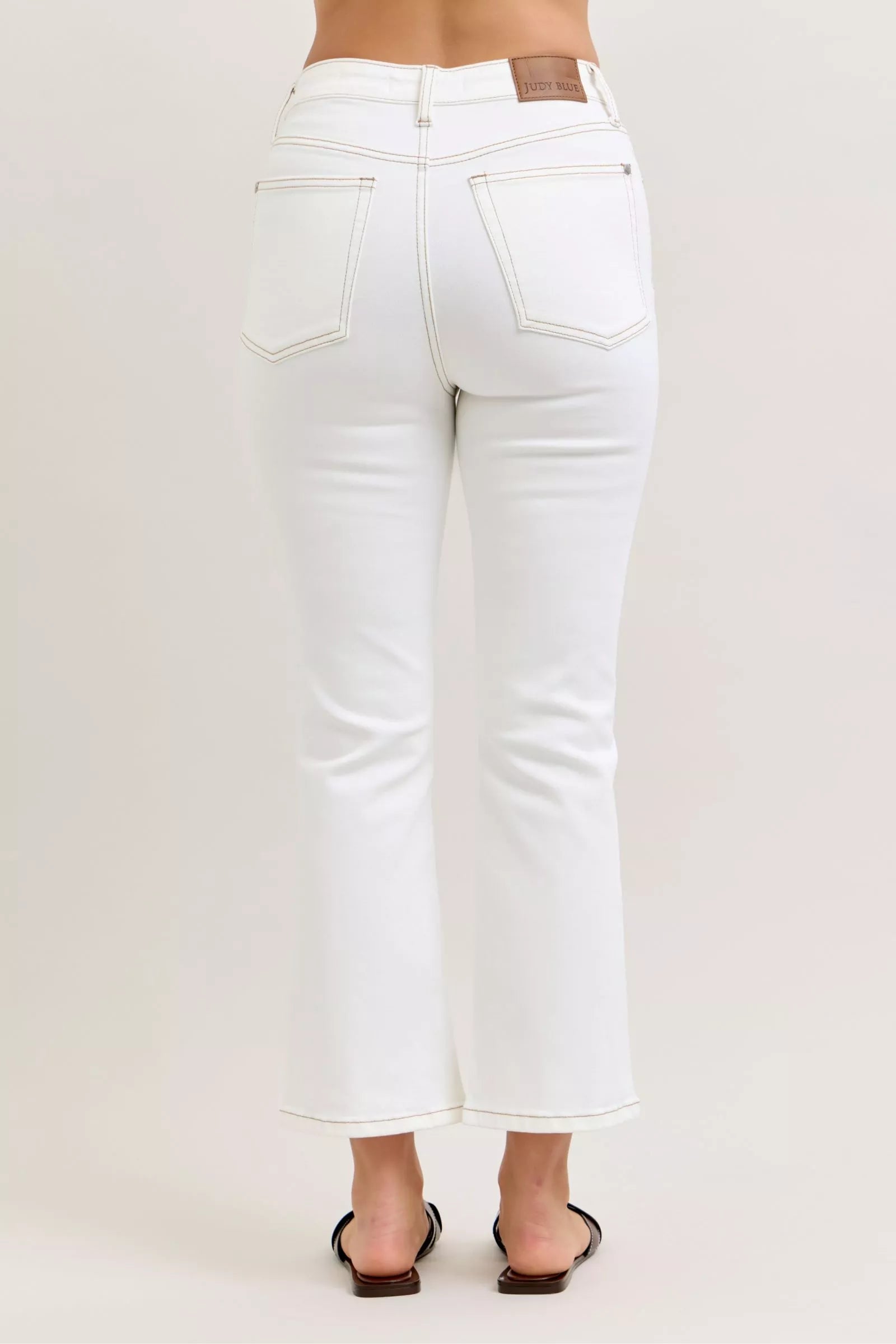 Judy Blue Jeans - Contrast Stitching Cropped Flare Jeans - Be Bliss Boutique