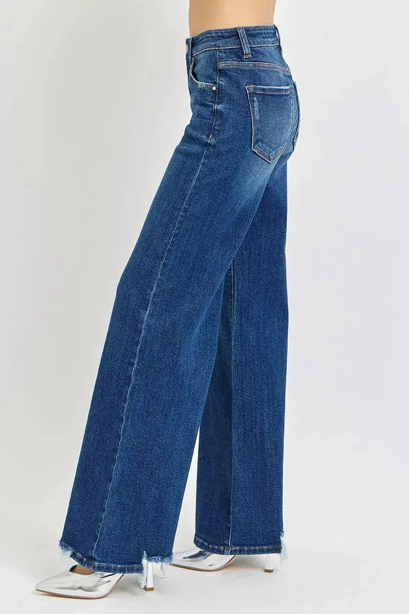 Mid Rise Wide Leg Denim RISEN Jeans in Full & Plus Sizes - Be Bliss Boutique