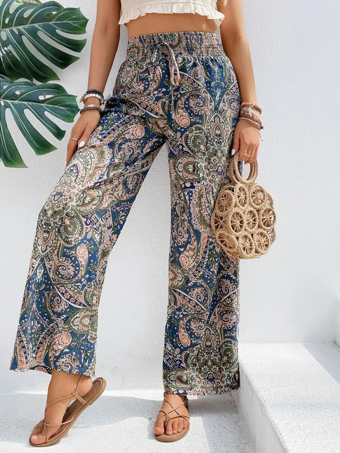 Printed Wide Leg Pants - Be Bliss Boutique