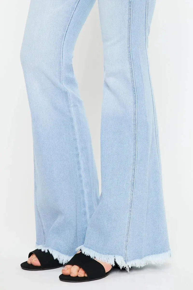 Curvy Kancan High Rise Flare Jeans - Light Wash - Be Bliss Boutique