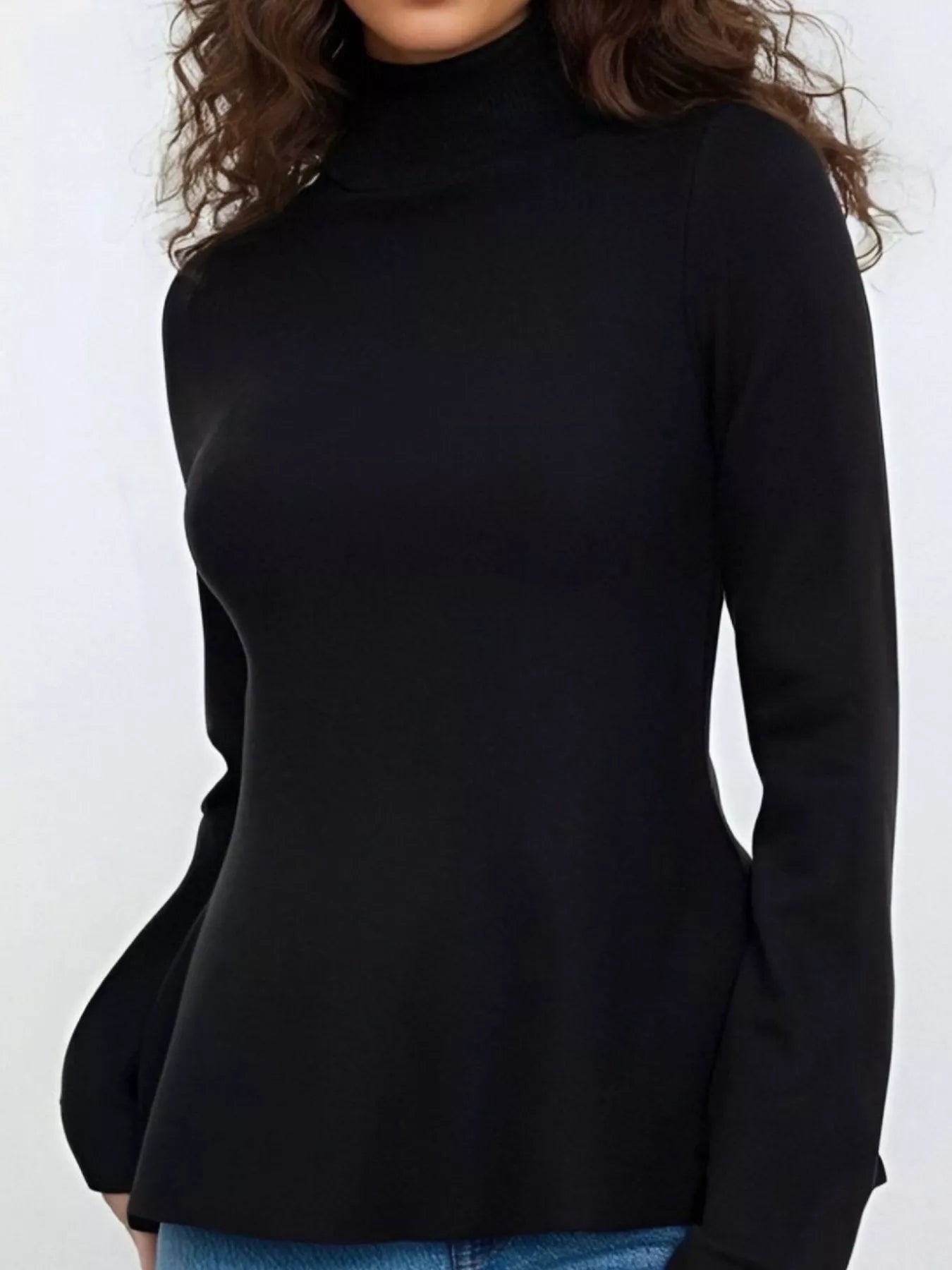 Mock Neck Long Sleeve Sweater -  Be Bliss Boutique
