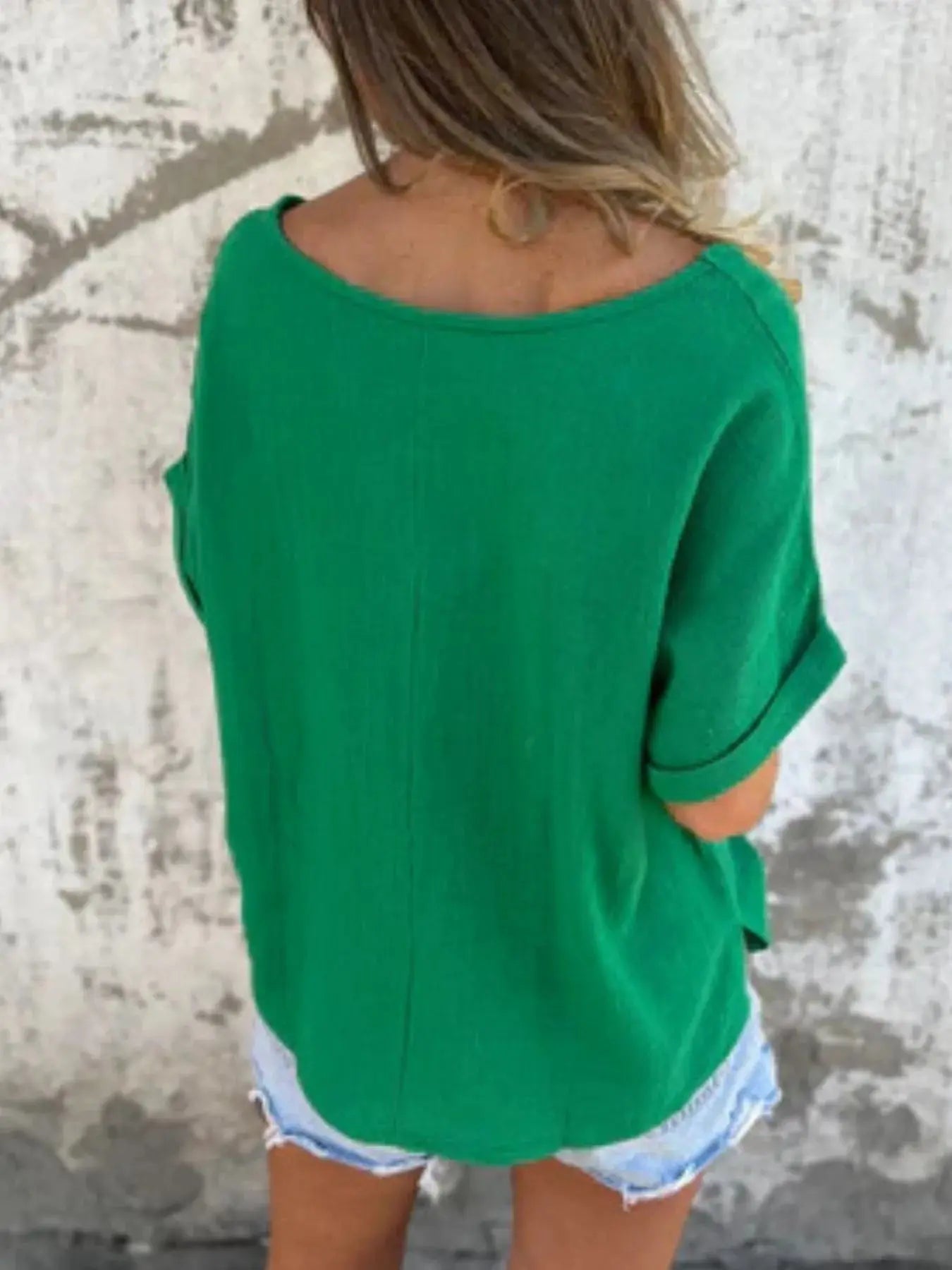Full Size Relaxed Fit Rolled Sleeve T Shirt - Be Bliss Boutique