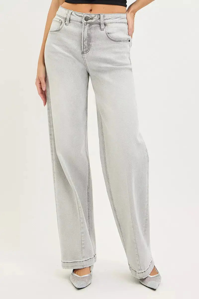 RISEN Jeans - Slouchy Baggy Jeans with Contrast Stitching - Be Bliss Boutique