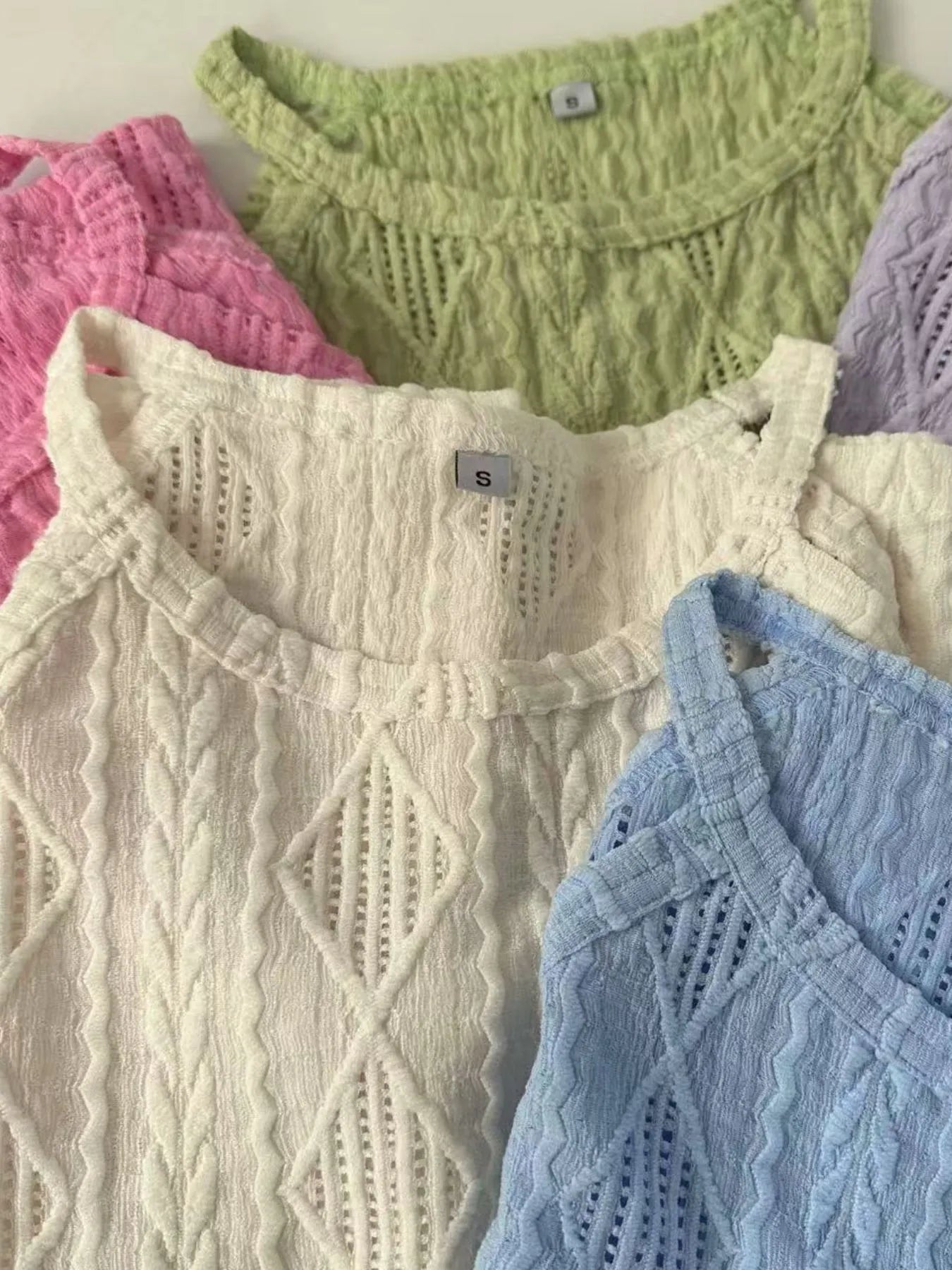 Round Neck Eyelet Textured Tank Top - Be Bliss Boutique