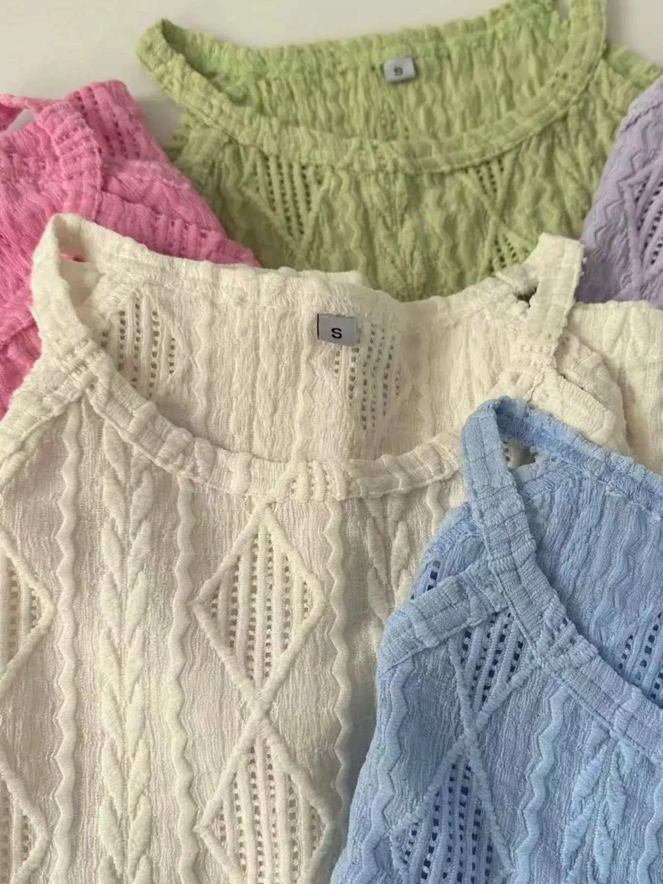 Round Neck Eyelet Textured Tank Top - Be Bliss Boutique