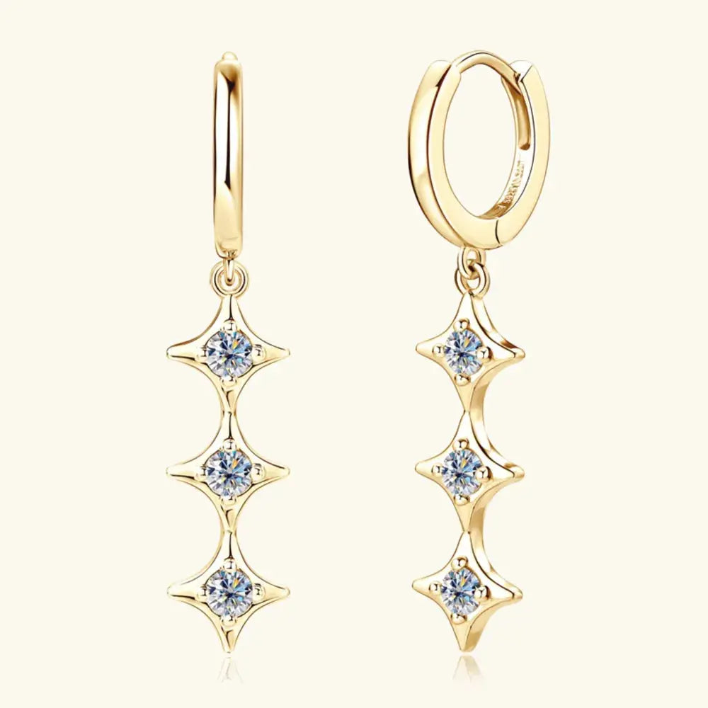 925 Sterling Silver Geometric Shape Moissanite Drop Earrings - Be Bliss Boutique