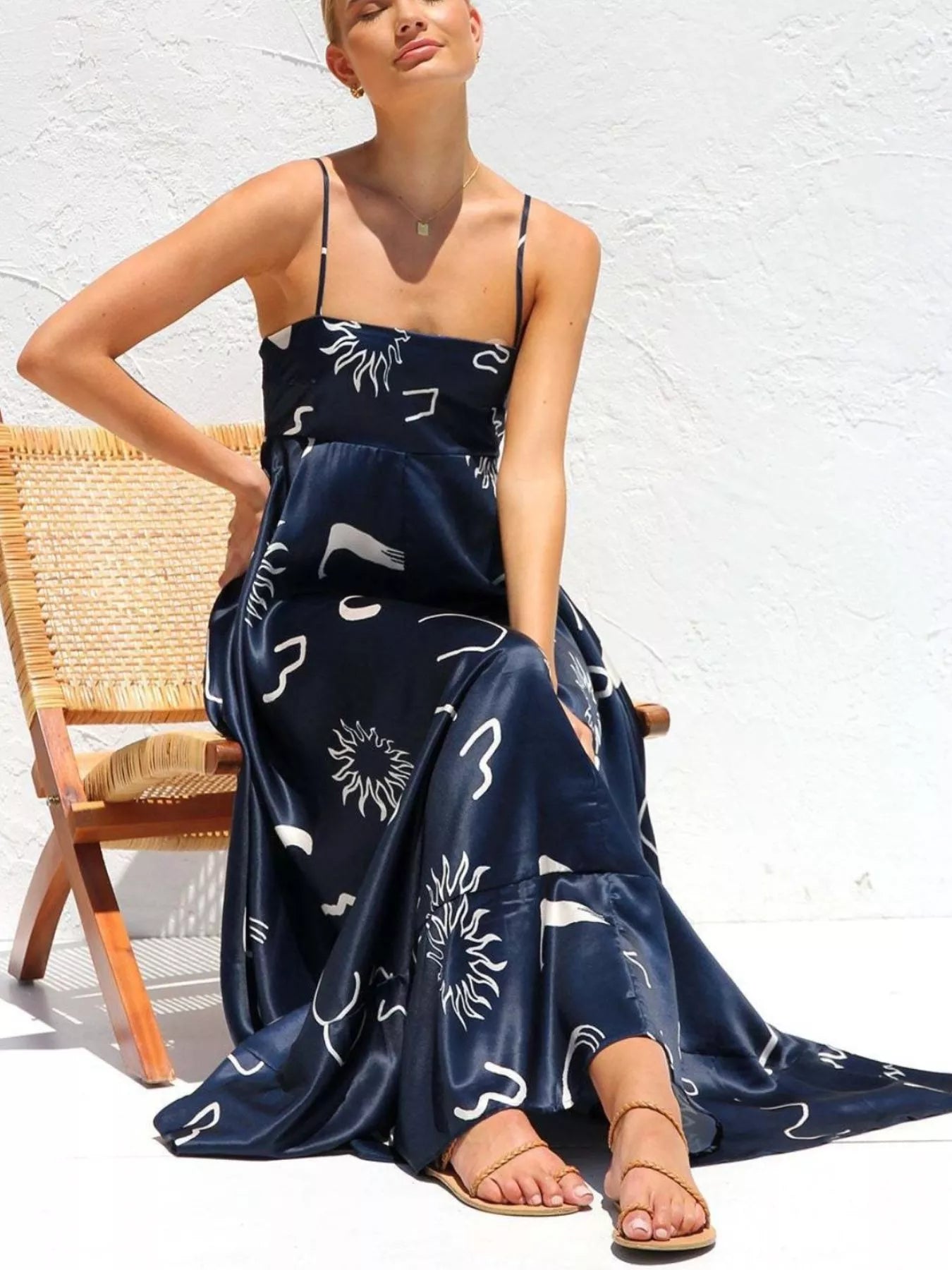 Printed Spaghetti Strap Maxi Dress - Be Bliss Boutique