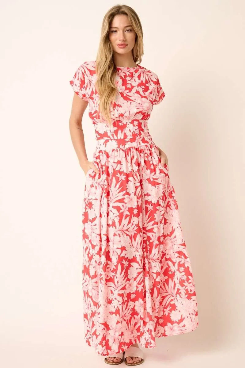 Mittoshop Tropical Floral Two-Piece Top & Tiered Maxi Skirt Set - Be Bliss Boutique