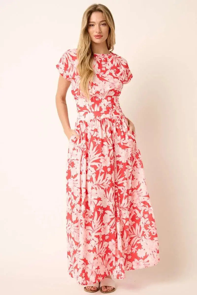 Mittoshop Tropical Floral Two-Piece Top & Tiered Maxi Skirt Set - Be Bliss Boutique