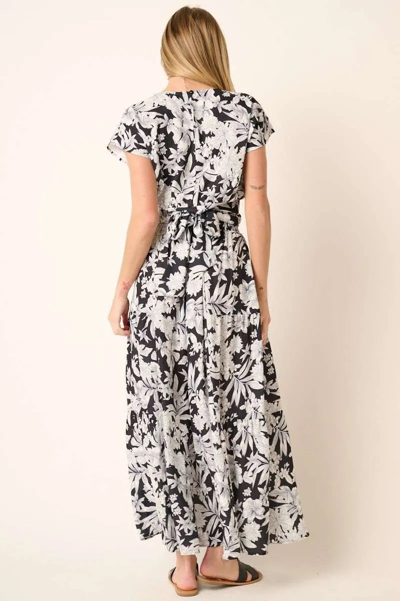 Mittoshop Black & White Tropical Print Two Piece Maxi Skirt Set - Be Bliss Boutique