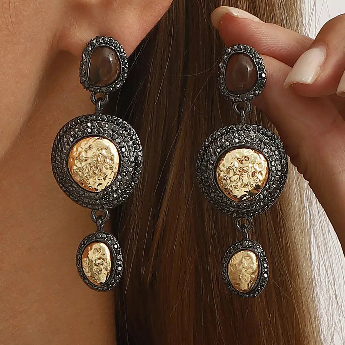 Vintage-Inspired Dangle Earrings with Gold Accents - Be Bliss Boutique